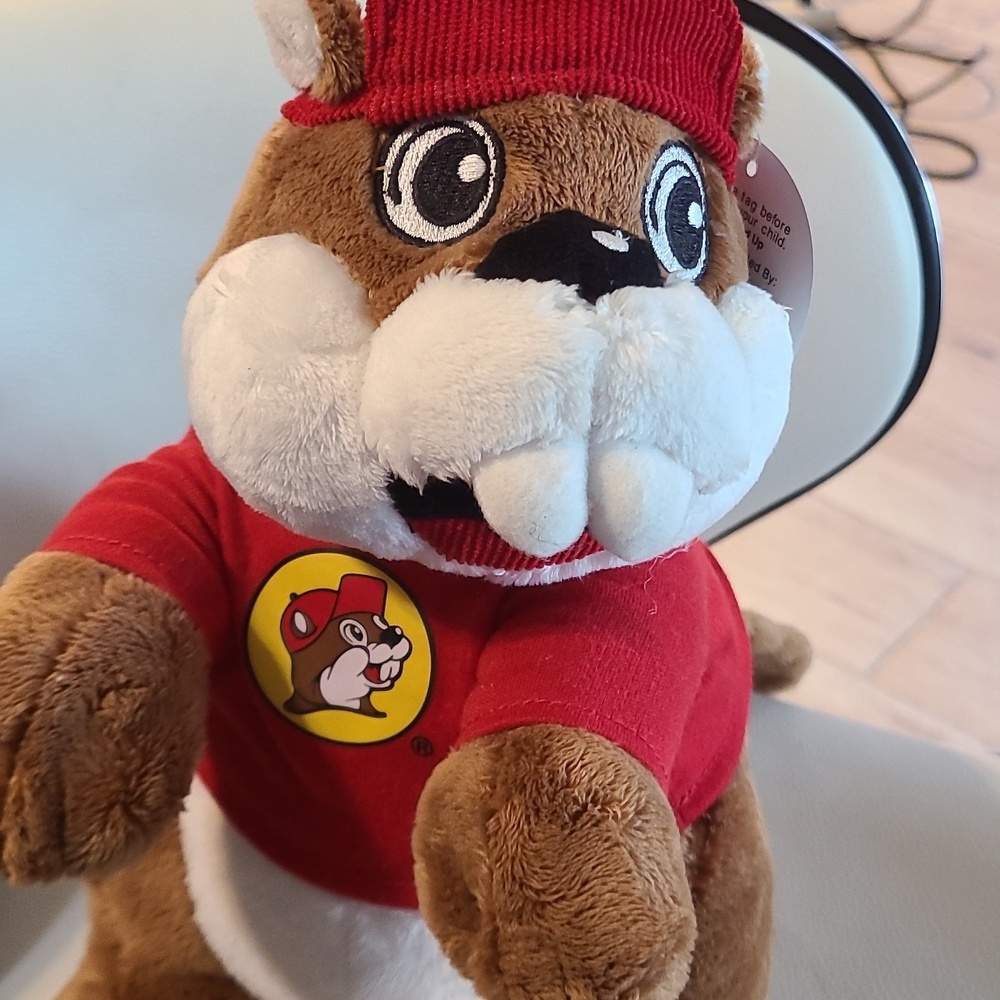 Buc-ee's Brown Beaver Plush Toy with Red Shirt and Hat - Picture 2 of 4